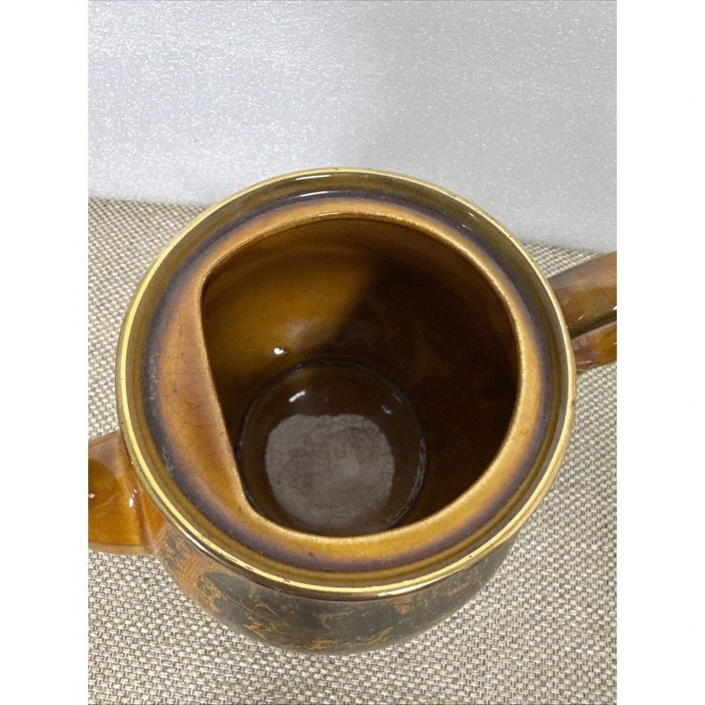 Vintage‎ Boston Tea Party 1773 Commemorative Ceramic Teapot Brown Gold Trim
